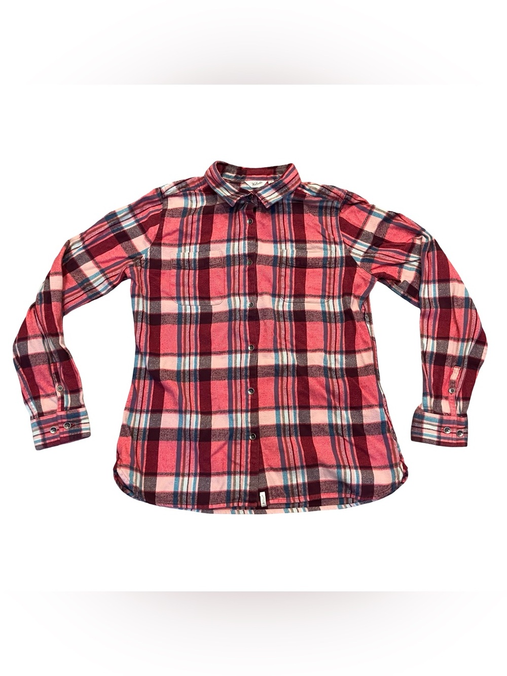 Woolrich Womens Pink Plaid Flannel Shirt Medium Long Sleeve 100% Cotton Button